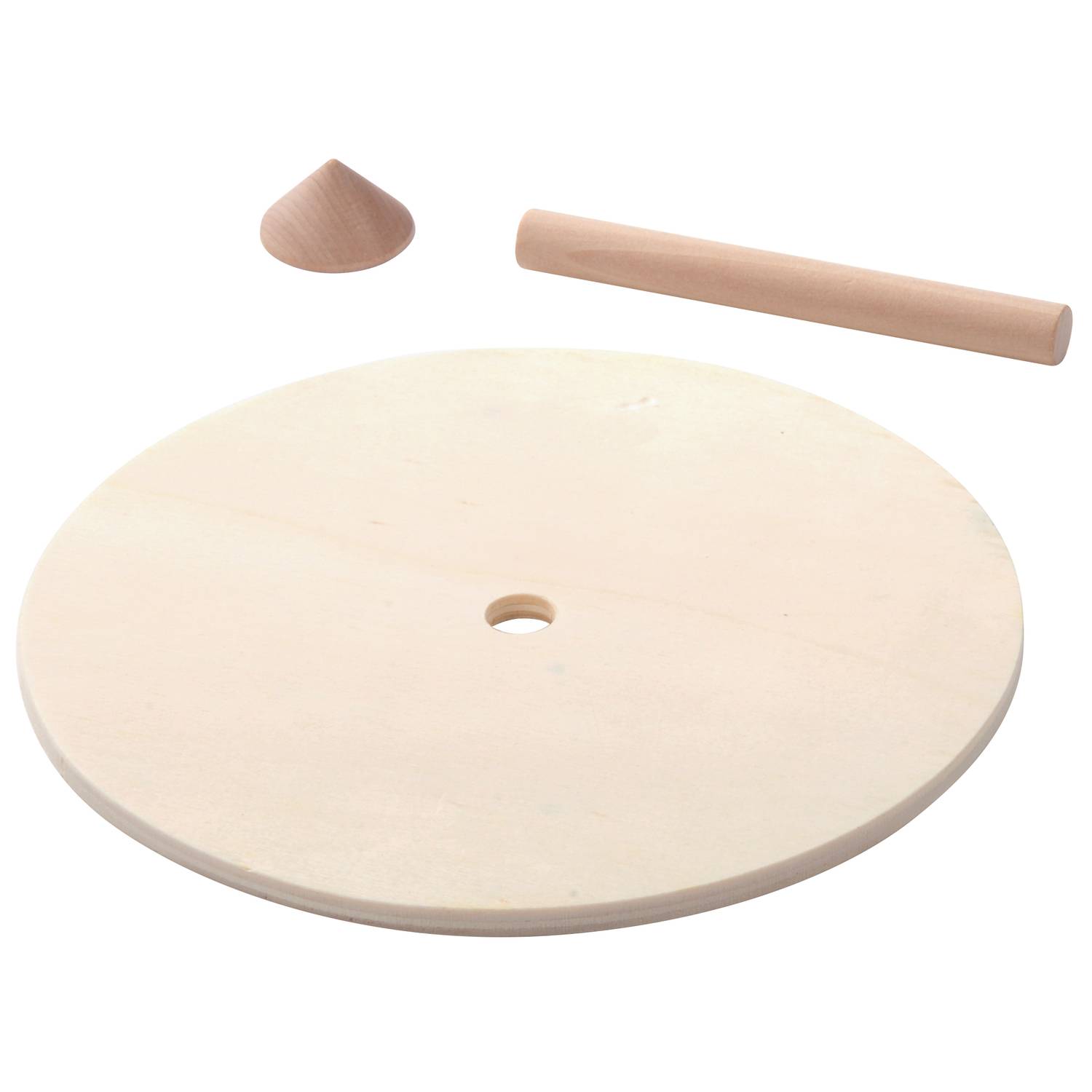 EDUPLAY 120315 Spielkreisel mit 10 Scheiben, Ø 15 cm, natur, 11-teilig (1 Set)