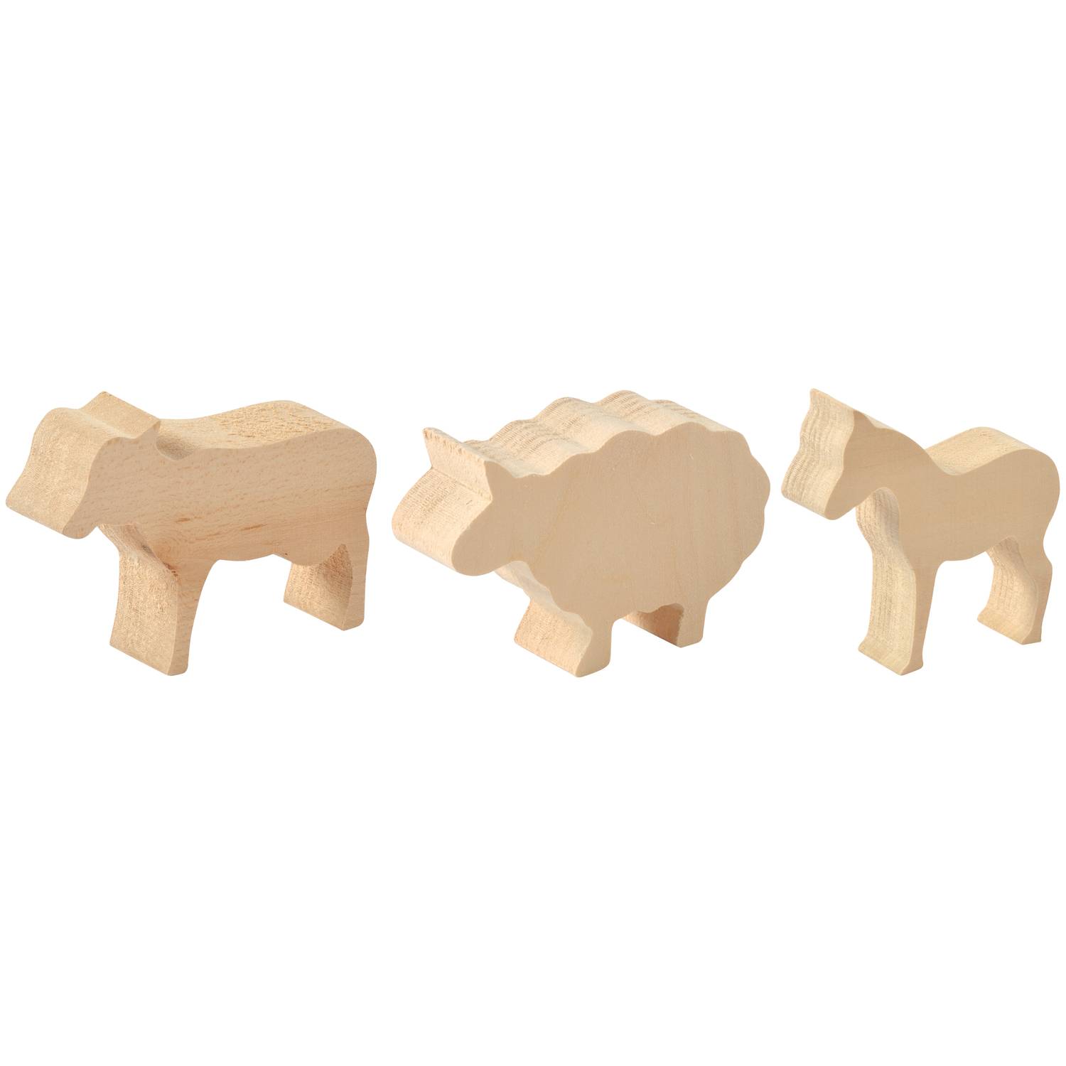 EDUPLAY 210202 Schnitzholz Bauernhof, natur, 3-teilig (1 Set)