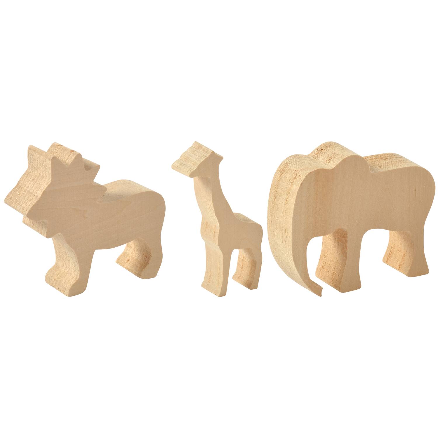 EDUPLAY 210204 Schnitzholz Zootiere, natur, 3-teilig (1 Set)