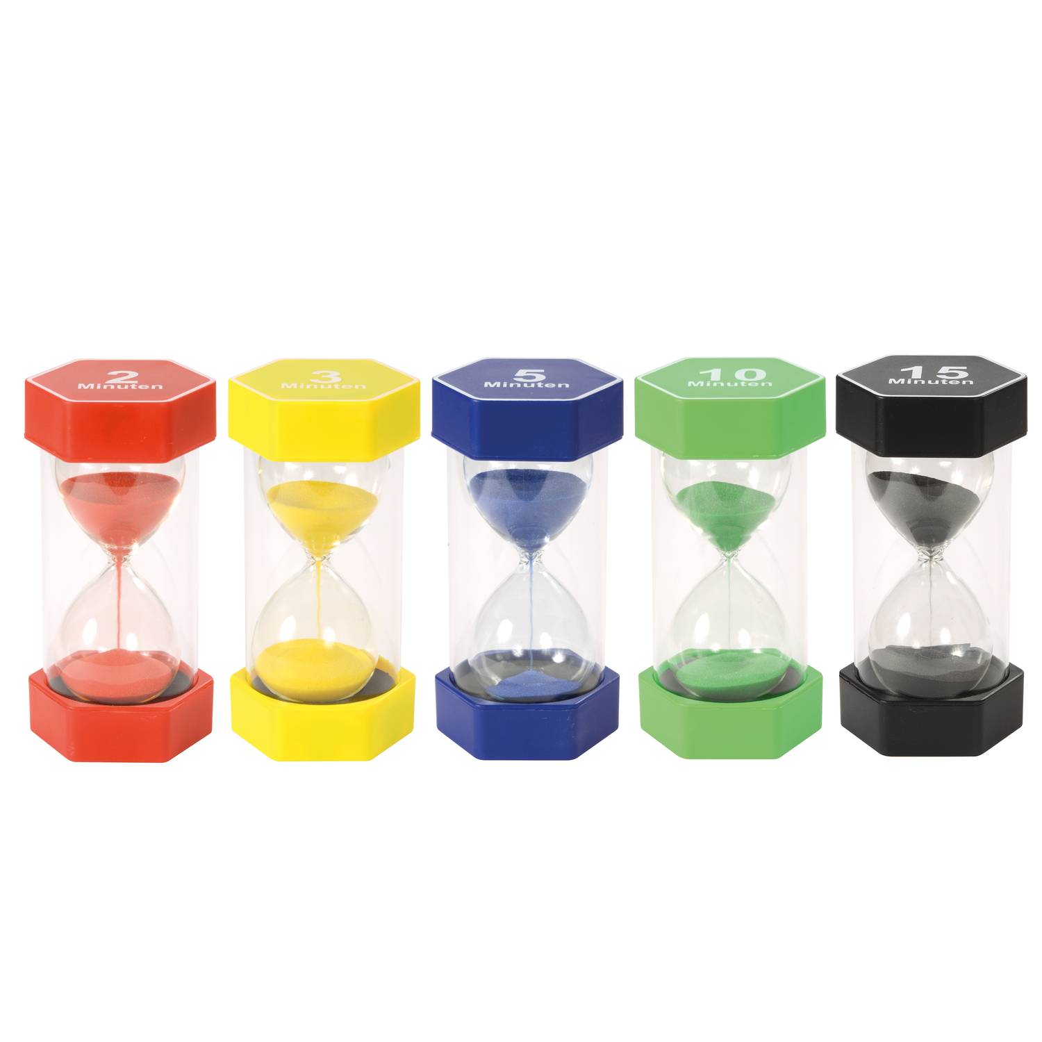 EDUPLAY 120487 Riesen Sanduhren-Set 2, 3, 5, 10 &15 min, mehrfarbig (1 Set)