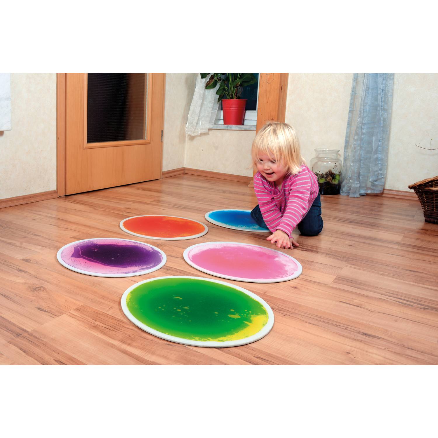 EDUPLAY 110374 Faszinationsmatten, rund, Ø 40 cm, bunt, 5-teilig (1 Set)