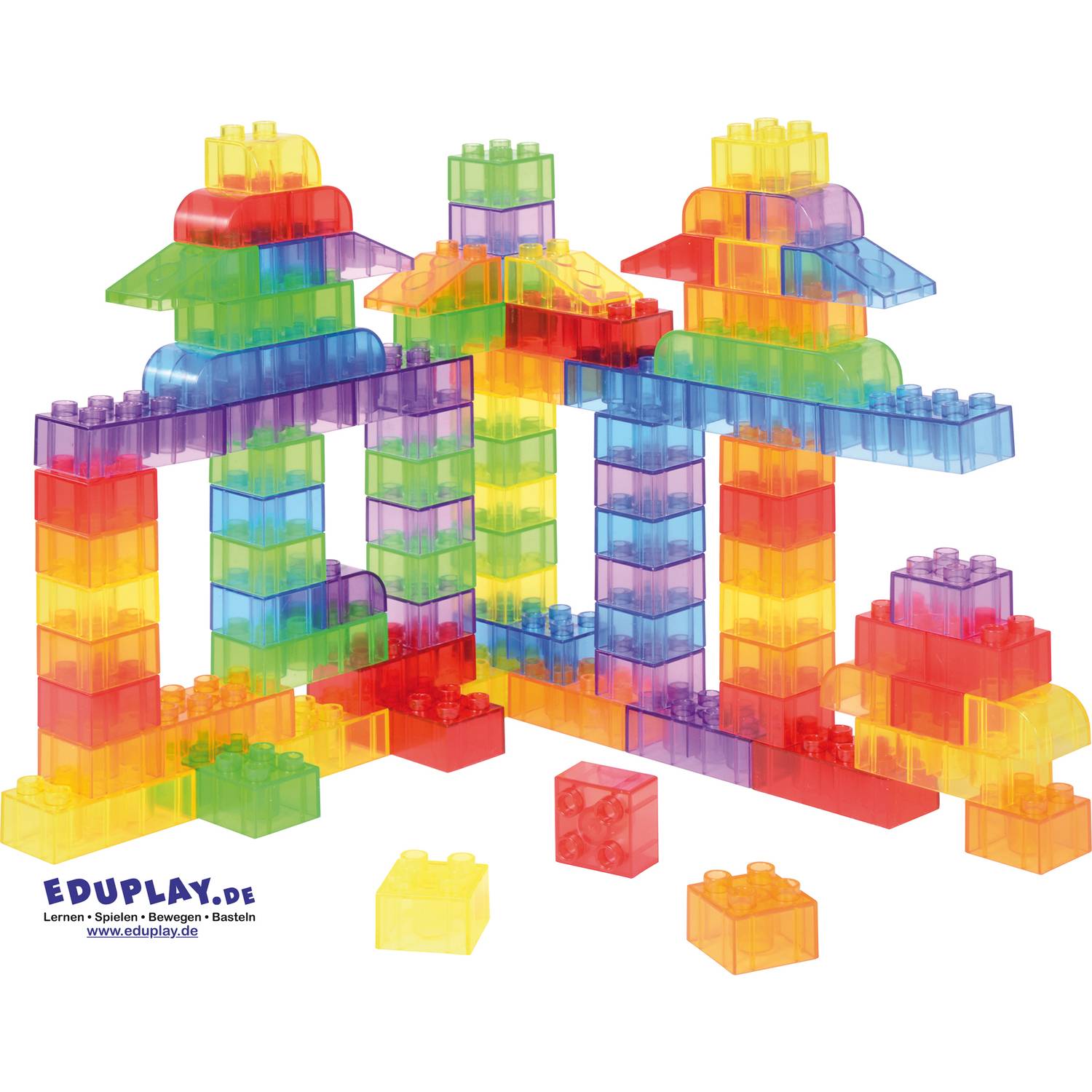EDUPLAY 120574 Transparente Bausteine, Kunststoff, transparent, 90-teilig (1 Set)