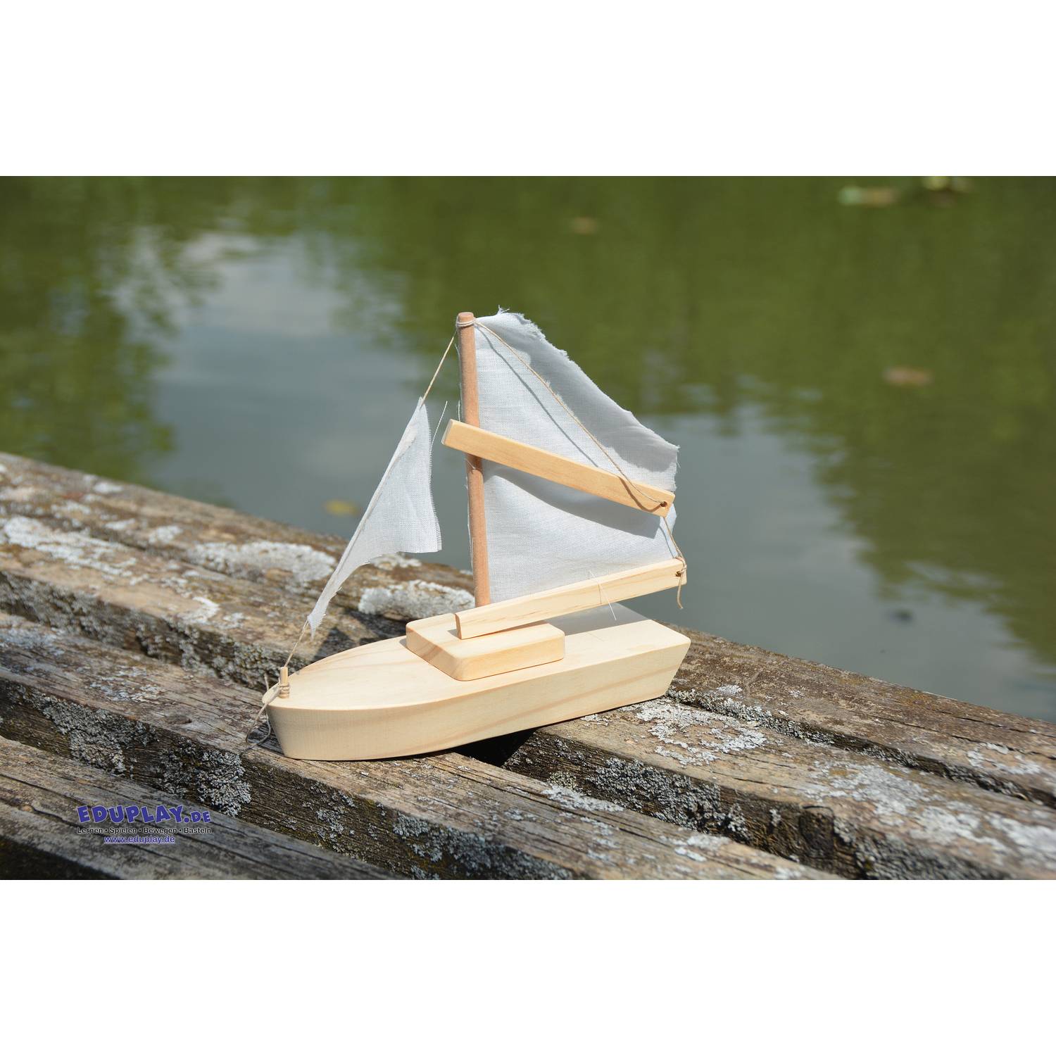 EDUPLAY 210270 Bausatz Segelschiff, 19 x 7 x 17,5 cm, Holz, natur