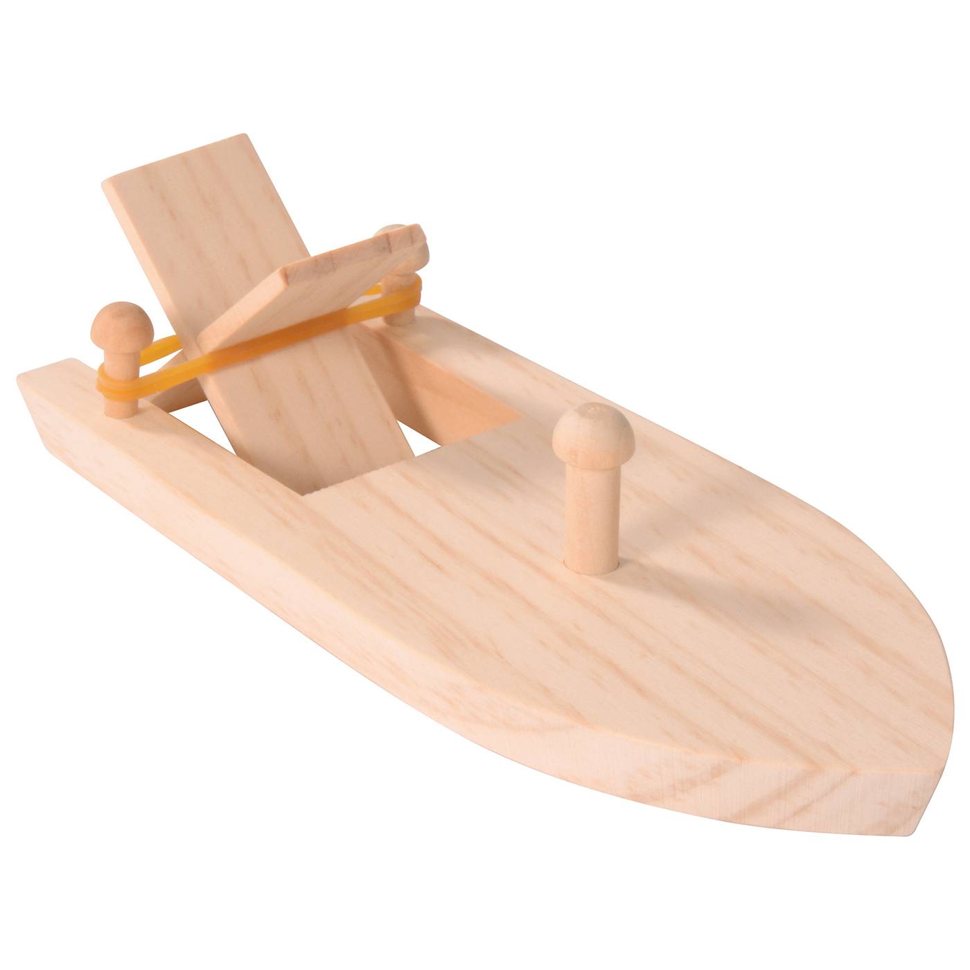 EDUPLAY 210276 Boot mit Gummiantrieb, 17 x 7,5 x 4 cm, natur