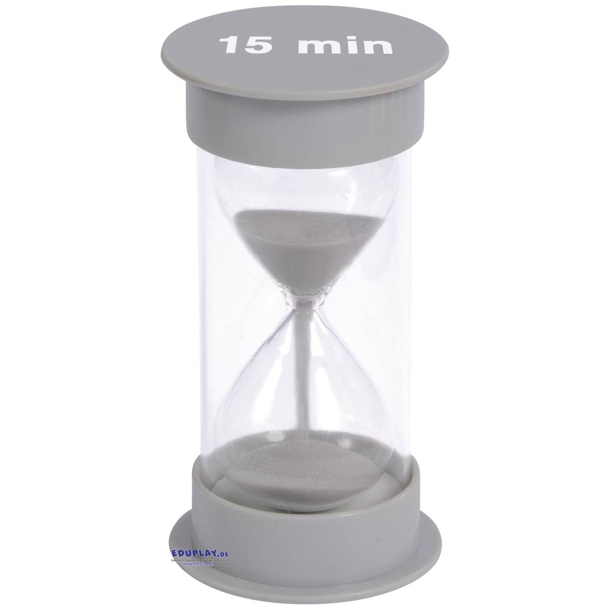 EDUPLAY 120602 Sanduhr 15 min, Ø 6,5 x 12,5 cm hoch, grau