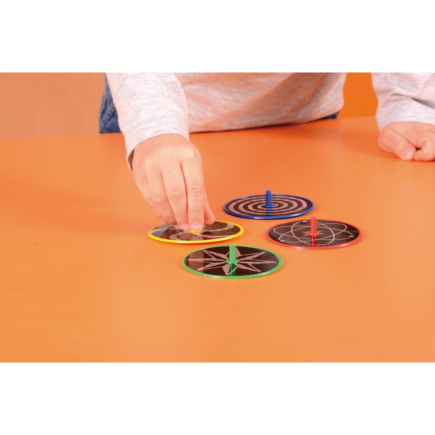 EDUPLAY 120642 Laser Kreisel, Ø 7,5 x 2 cm, mehrfarbig (Modell zufällig, 12er Pack)