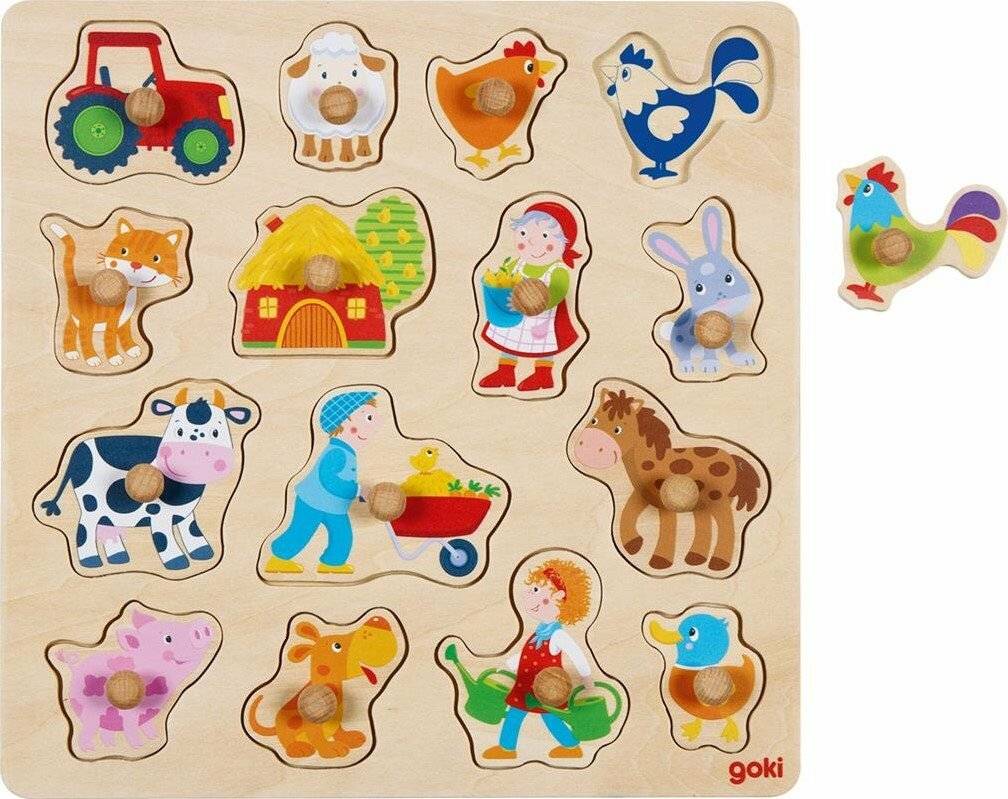 GOKI Holzpuzzle Leben auf dem Bauernhof