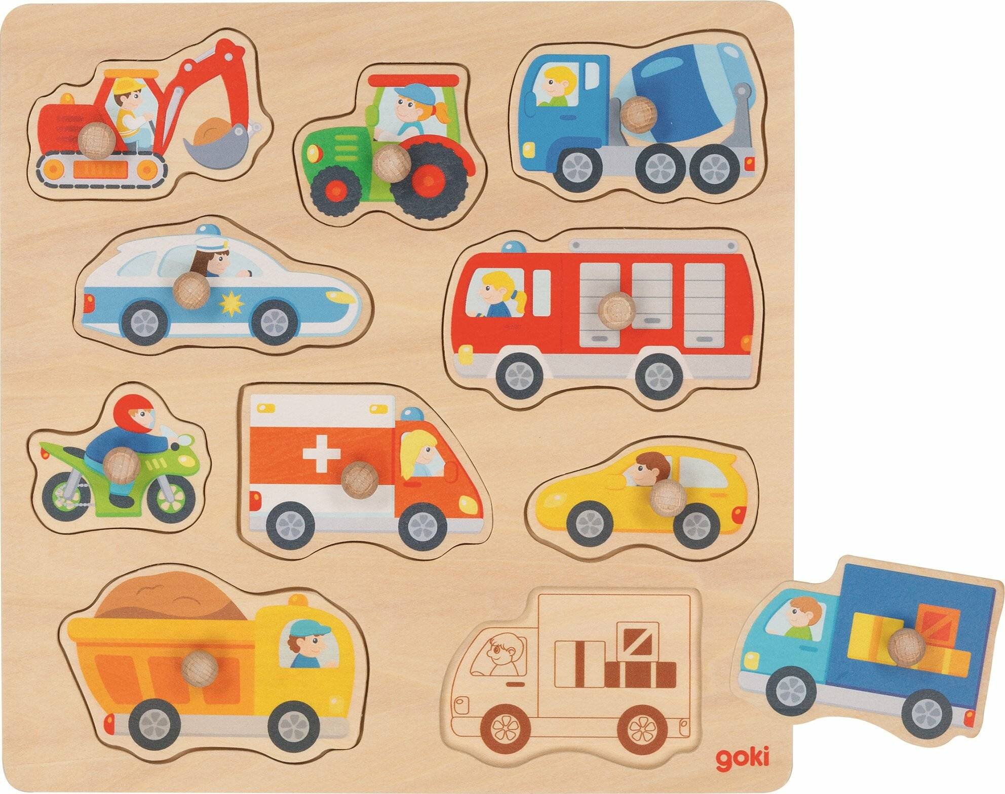 GOKI Holzpuzzle Fahrzeuge