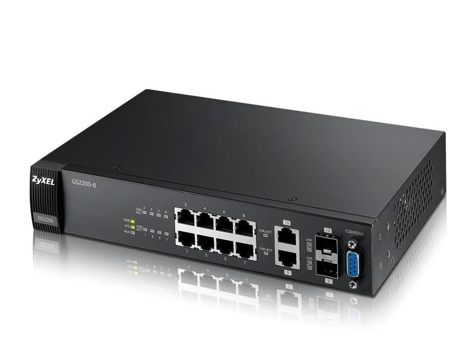 Switch ZyXEL 8x GE GS2200-8 Metall SNMP 2x