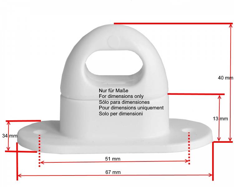 50 Stück Drehverschluss für Ovalösen, Kunststoff, 42x22mm, Weiss