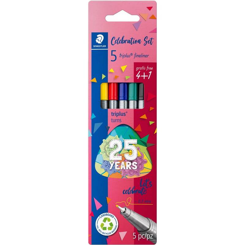 STAEDTLER Fineliner triplus, 4 + 1 Celebration-Set