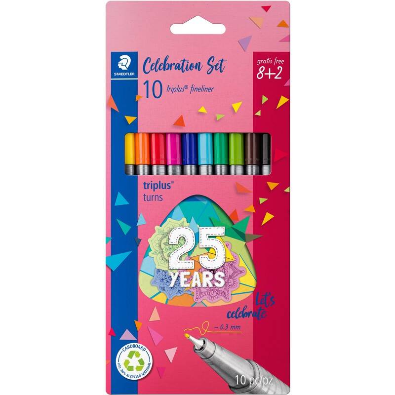 STAEDTLER Fineliner triplus, 8 + 2 Celebration-Set