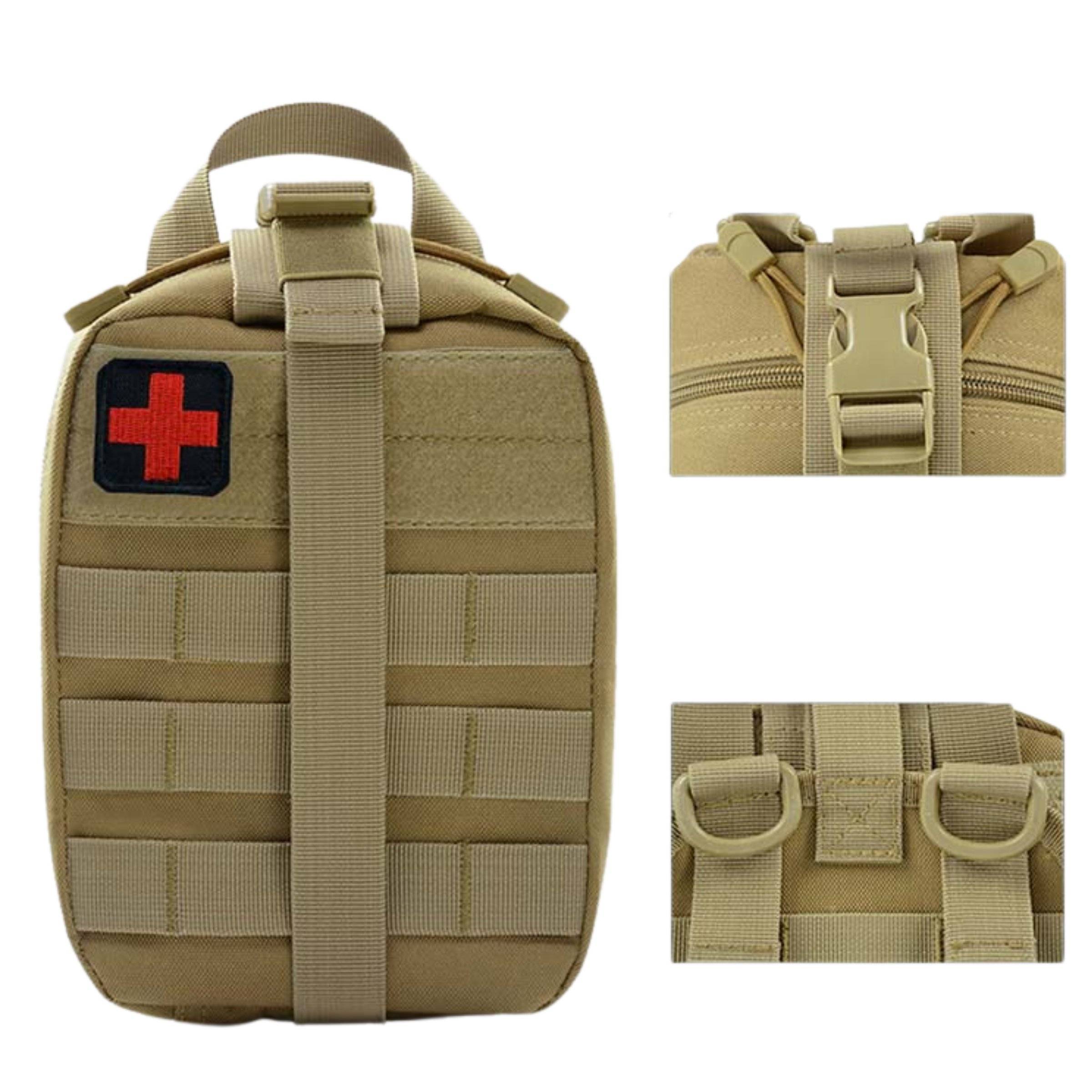First Aid Kit taktische Tasche, EMT Erste Hilfe Notfalltasche Khaki (34-teilig)