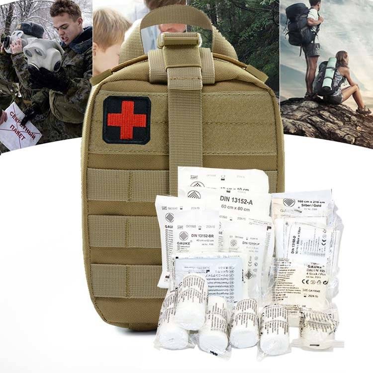 First Aid Kit taktische Tasche, EMT Erste Hilfe Notfalltasche Khaki (34-teilig)