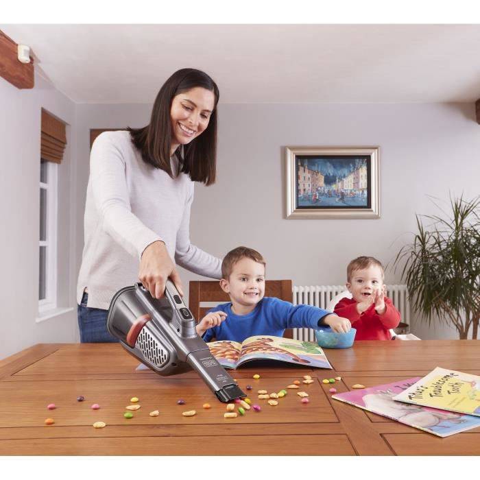 Black & Decker BHHV520JF, Trocken, Multizyklonisch, Teppich, Harter Boden, Polsterung, Beutellos, 0,7 l, Schwarz, Silber