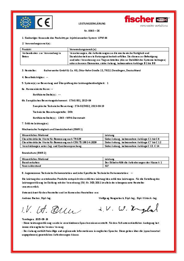 Upat Injektionsmörtel UPM 44-150 CX