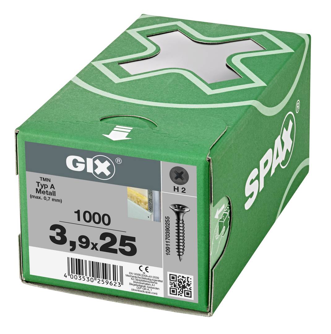 SPAX GIX-A Trockenbauschrauben Feingewinde - Kreuzschlitz PH 2 - 3,9x25 mm