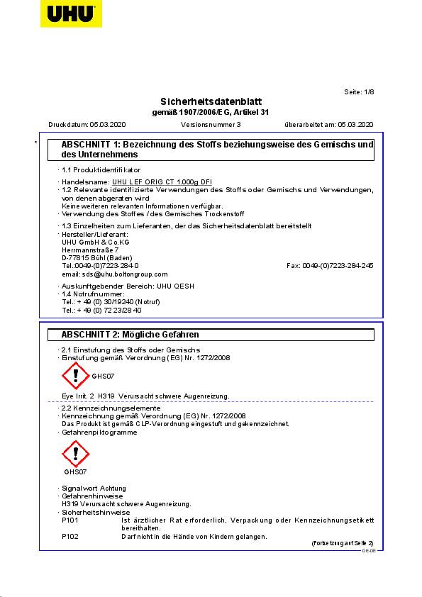 UHU Luftentfeuchter Originalpackung 1000g