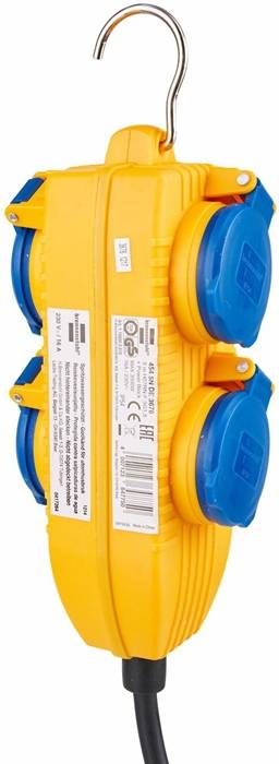 Schutzkontaktverlängerung m.Powerblock 5m H07RN-F 3x1,5 mm²