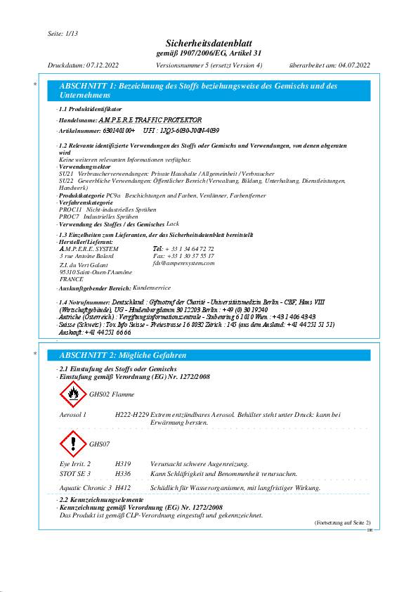 Spezial-Versiegelungslack PROTEKTOR TRAFFIC 500ml klar AMPERE