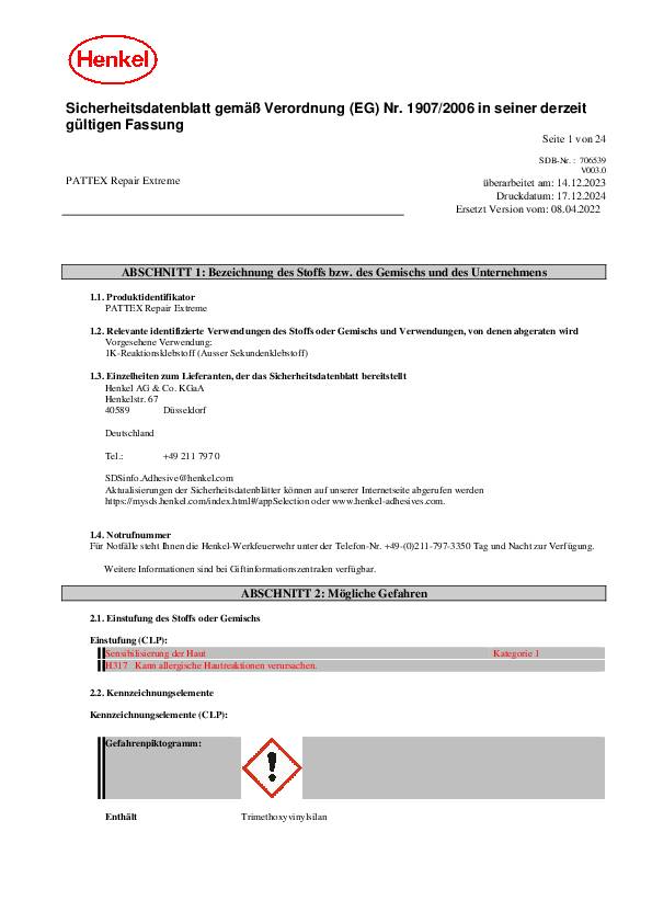 Spezialkleber Repair Extreme transp.PRXG2 20g Tube PATTEX