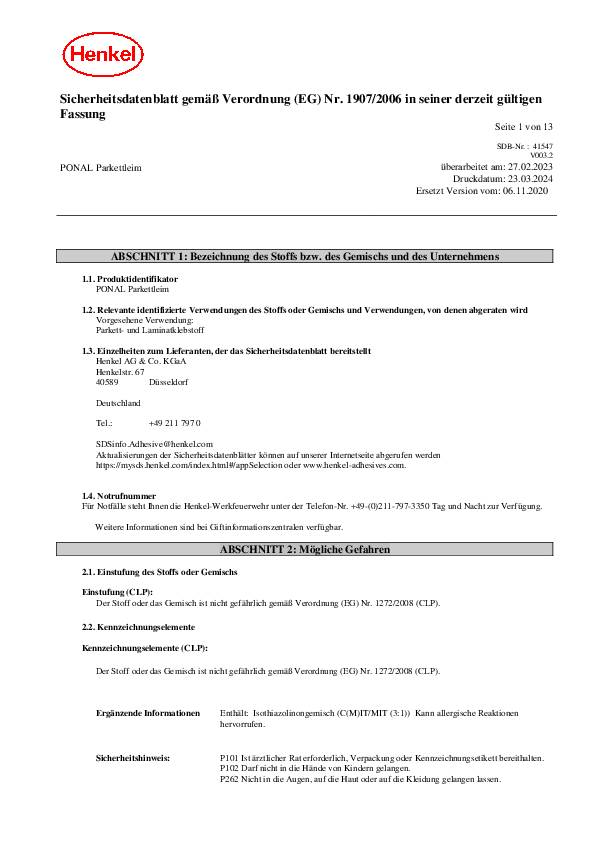 Parkett u.Laminat Fugenleim 1kg EN 204: D4 Flasche PONAL