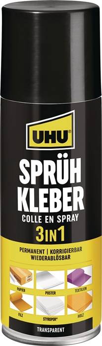 Sprühkleber 3 in 1 leicht gelblich 200 ml Spraydose UHU