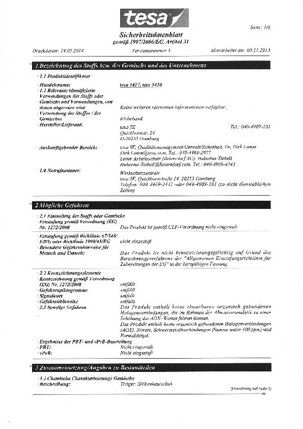 Silikondichtung tesamoll® 5417 B9mmxH7mmxL6m transp.TESA