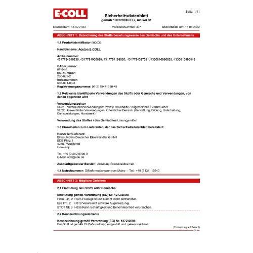 E-COLL Aceton 20L Kanister