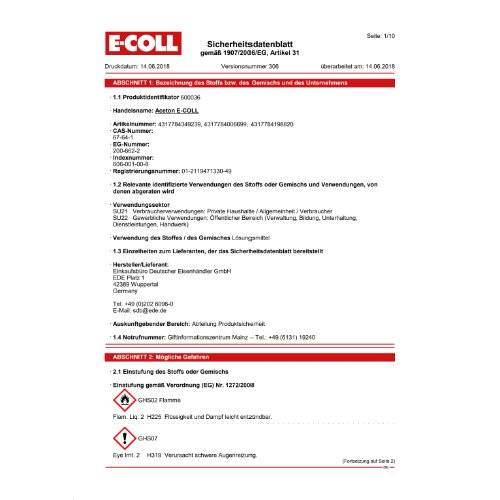 Aceton 1L Dose E-COLL EE