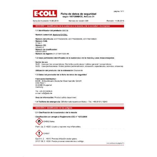 Aceton 1L Dose E-COLL EE