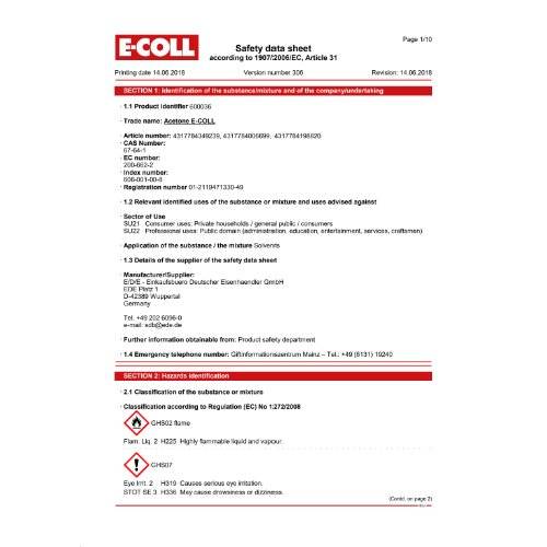 Aceton 1L Dose E-COLL EE