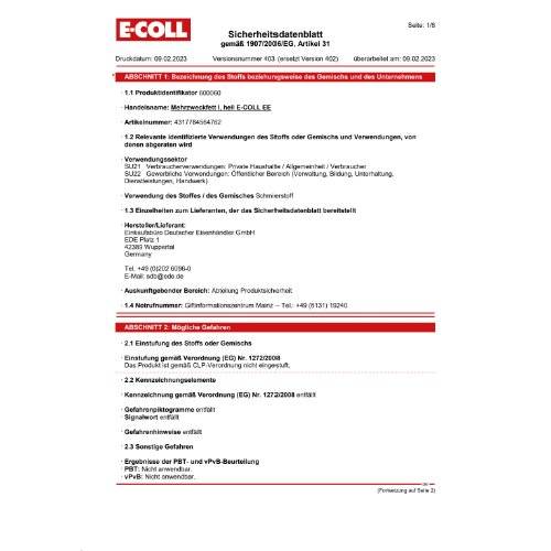 EU Mehrzweckfett I 400g Kartusche hell bleifrei E-COLL EE