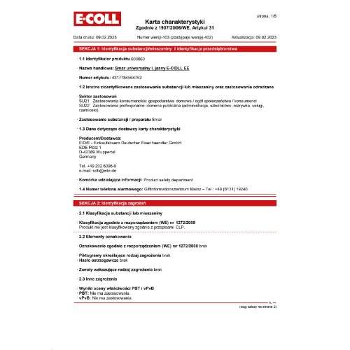 EU Mehrzweckfett I 400g Kartusche hell bleifrei E-COLL EE