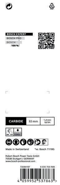 Stichsägeblatt Stainless Steel T 118 EHM Gesamt-L.83mm Zahnt.1,4mm 3 St./Karte