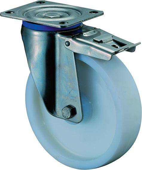 Lenkrolle 200mm HS120 Platt.Kst.weiß,ER,RL,FestHS120.B14.200