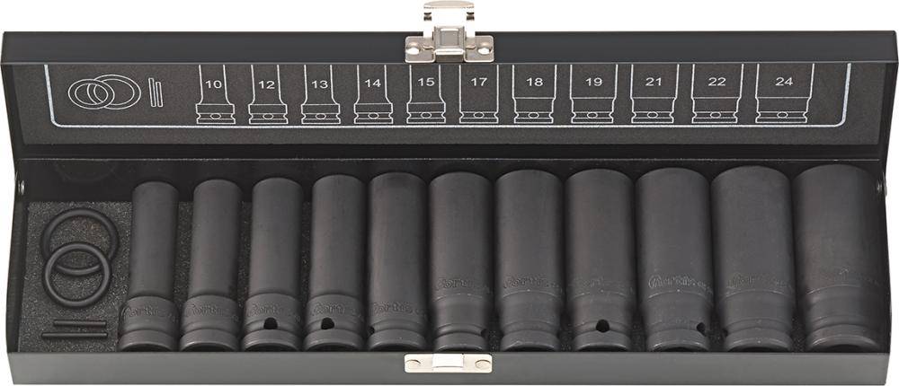 Kraft- Steckschlüssel-Satz lang 1/2" 15-teilig FORTIS
