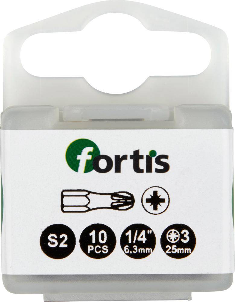 Bit Torsion 1/4" DIN3126 C6,3 PZ3x25mm 10er Pack FORTIS