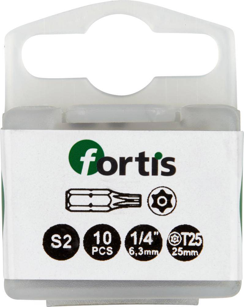 Bit zähhart 1/4" DIN3126 C6,3 T25x25mm mit Bohrung 10er Pack FORTIS