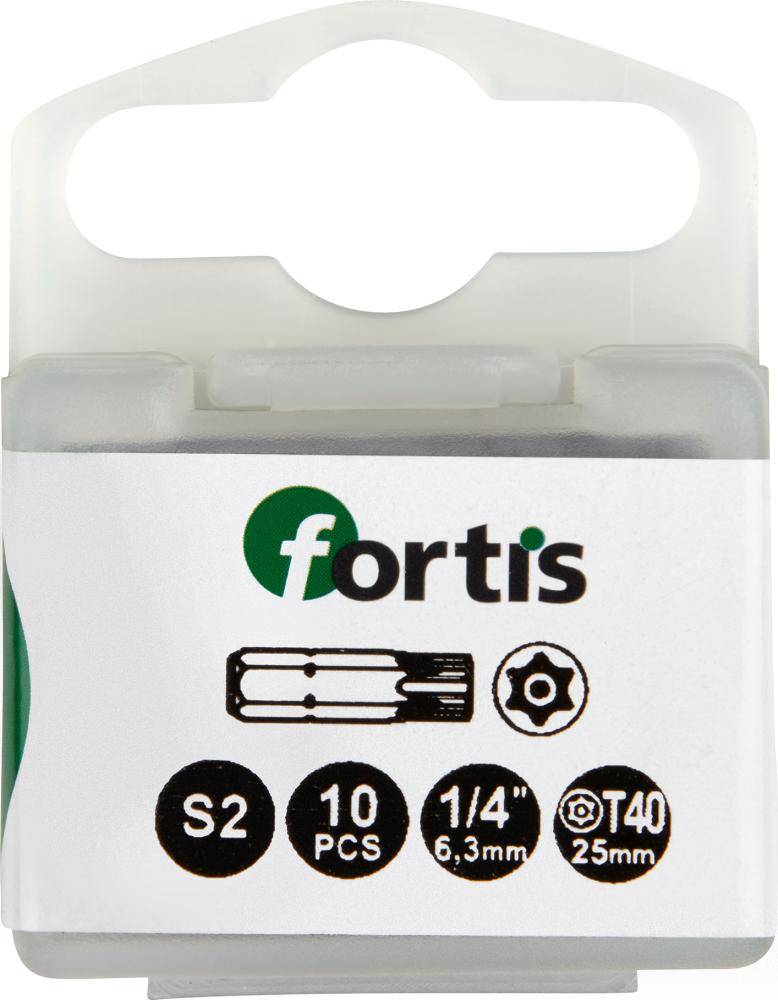 Bit zähhart 1/4" DIN3126 C6,3 T40x25mm mit Bohrung 10er Pack FORTIS