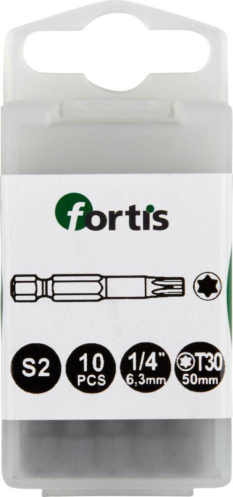 Bit zähhart 1/4" DIN3126 E6,3 T30x50mm 10er Pack FORTIS