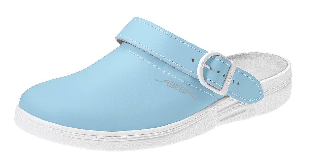 Abeba Berufsschuhe the Original Clog hellblau/ weiß Gr. 43
