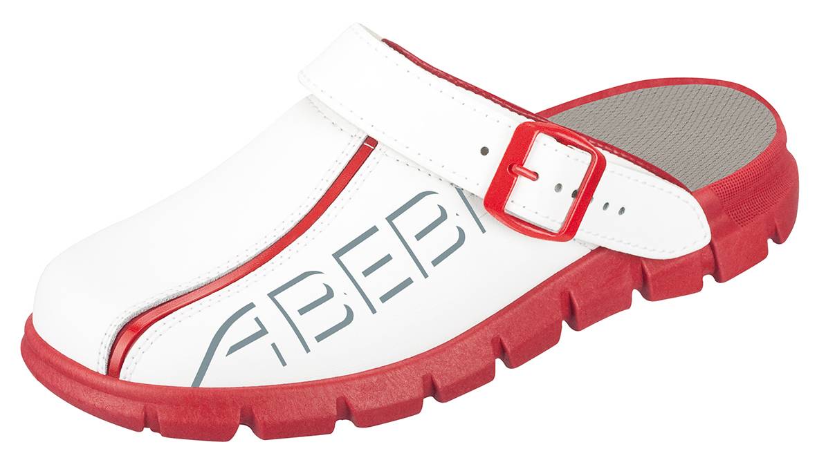 Abeba Berufsschuhe Dynamic Clog weiß/rot Gr. 42