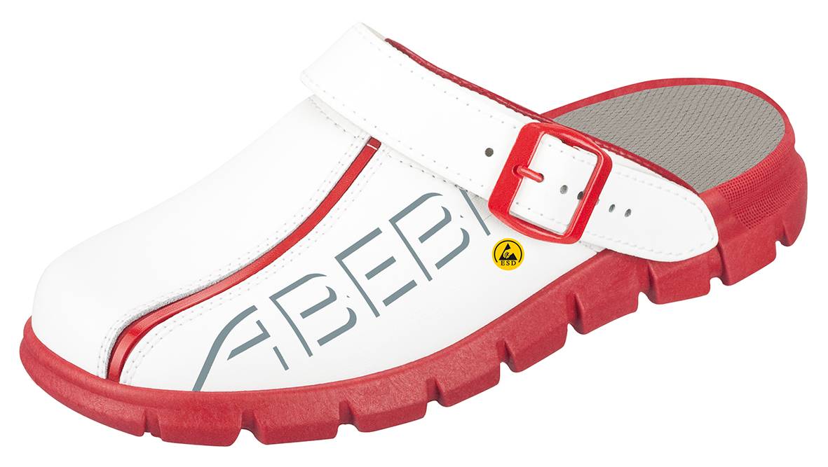 Abeba ESD-Berufsschuhe Dynamic Clog weiß/rot Gr. 43