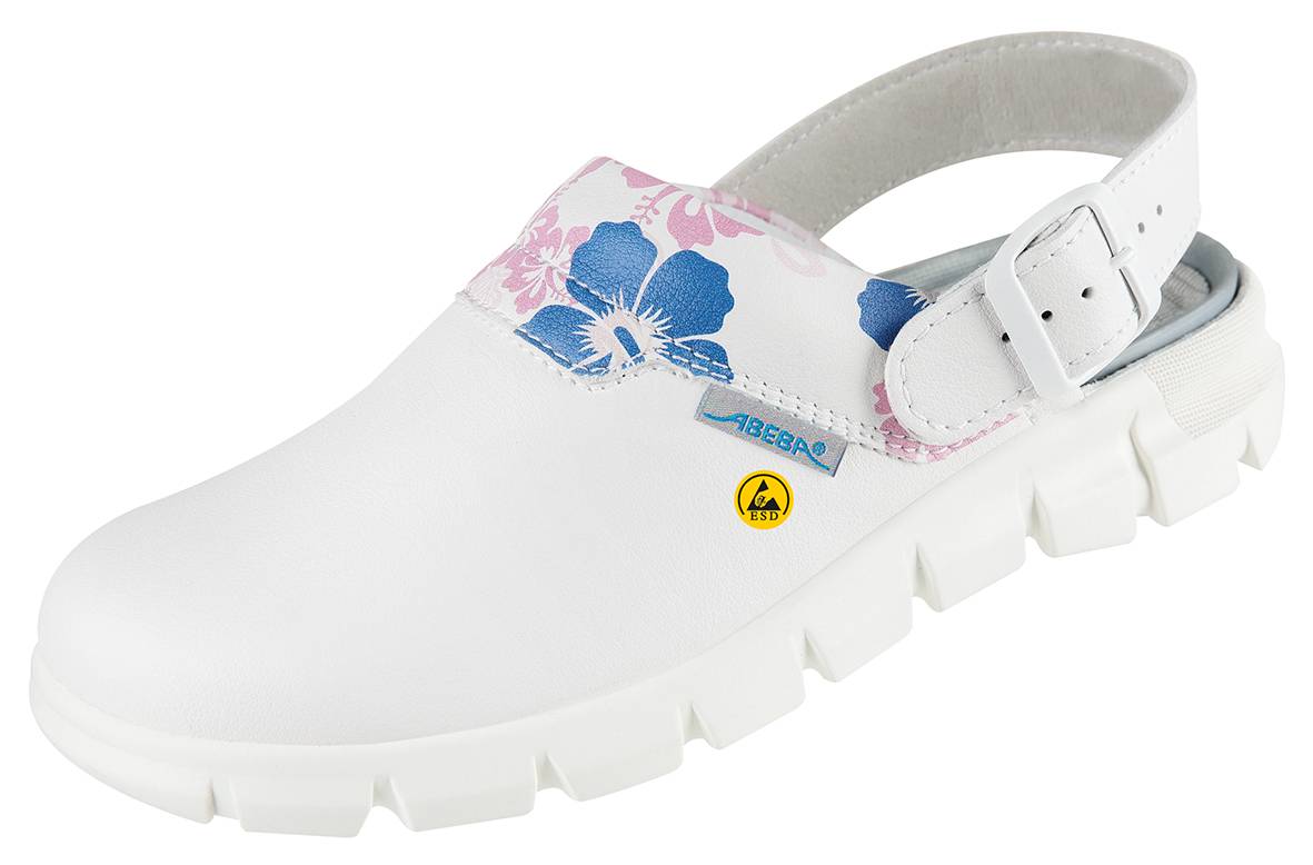 Abeba ESD-Berufsschuhe Dynamic Clog weiß mit Motiv Gr. 39