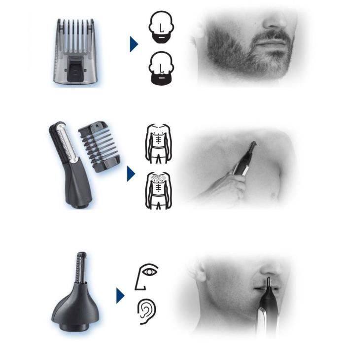 Remington PG6000 Graphite Series Multifunktions-Trimmer, selbstschärfende Klingen, 4 austauschbare Köpfe, Schneidführungen, wasserdicht