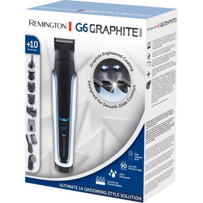 Remington PG6000 Graphite Series Multifunktions-Trimmer, selbstschärfende Klingen, 4 austauschbare Köpfe, Schneidführungen, wasserdicht