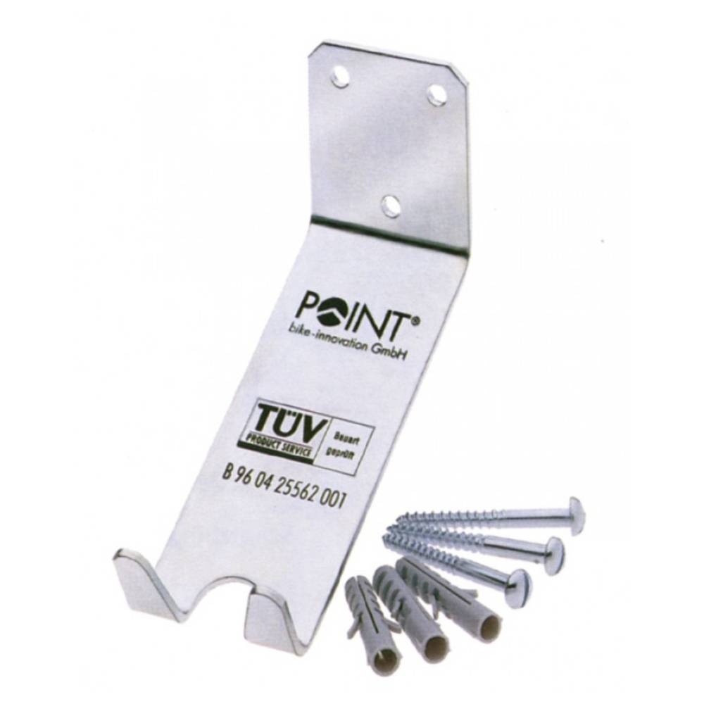 Wandhalter zum Einhängen am Pedal mit Befestigungsmaterial, silber