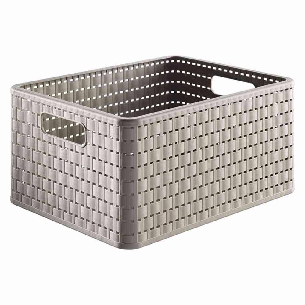 Rotho 111-5307422 COUNTRY Aufbewahrungskorb A4 18 Liter, 36,8 x 27,8 x 19,1 cm, cappuccino