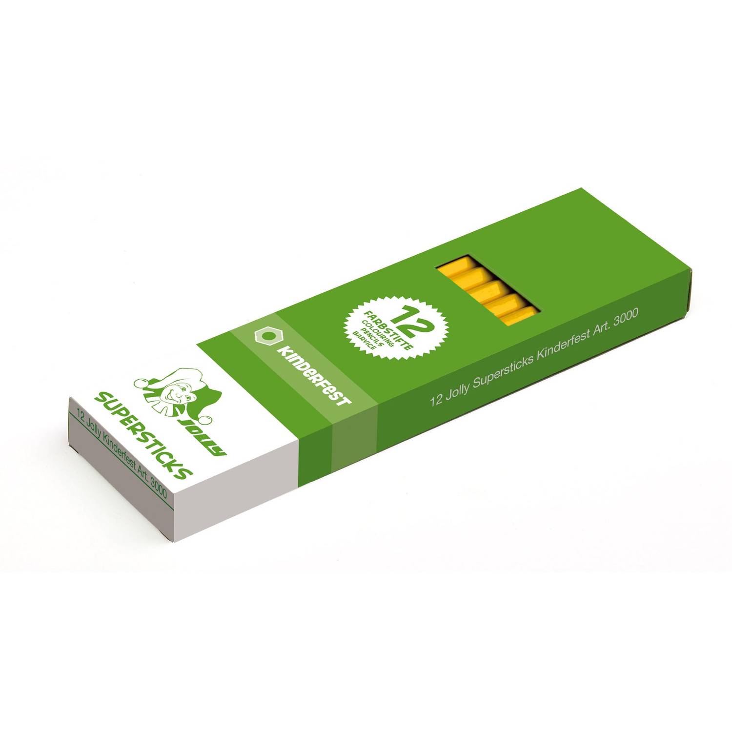 Jolly 3000-0275 Supersticks Buntstifte Kinderfest, hellgelb (12er Pack)